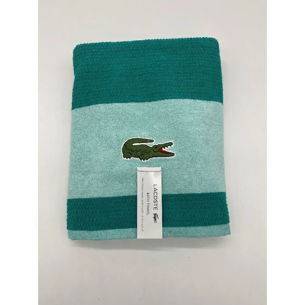 Lacoste Beach Towel 100% Cotton Loops Sz 30 x 52 Teal Green NWT
